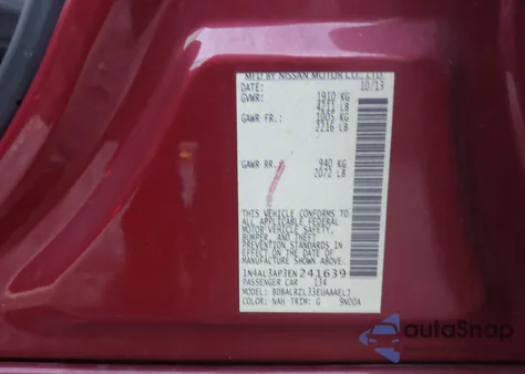 2014 Nissan Altima 2.5 S z USA, uszkodzony, nr VIN 1N4AL3AP3EN241639